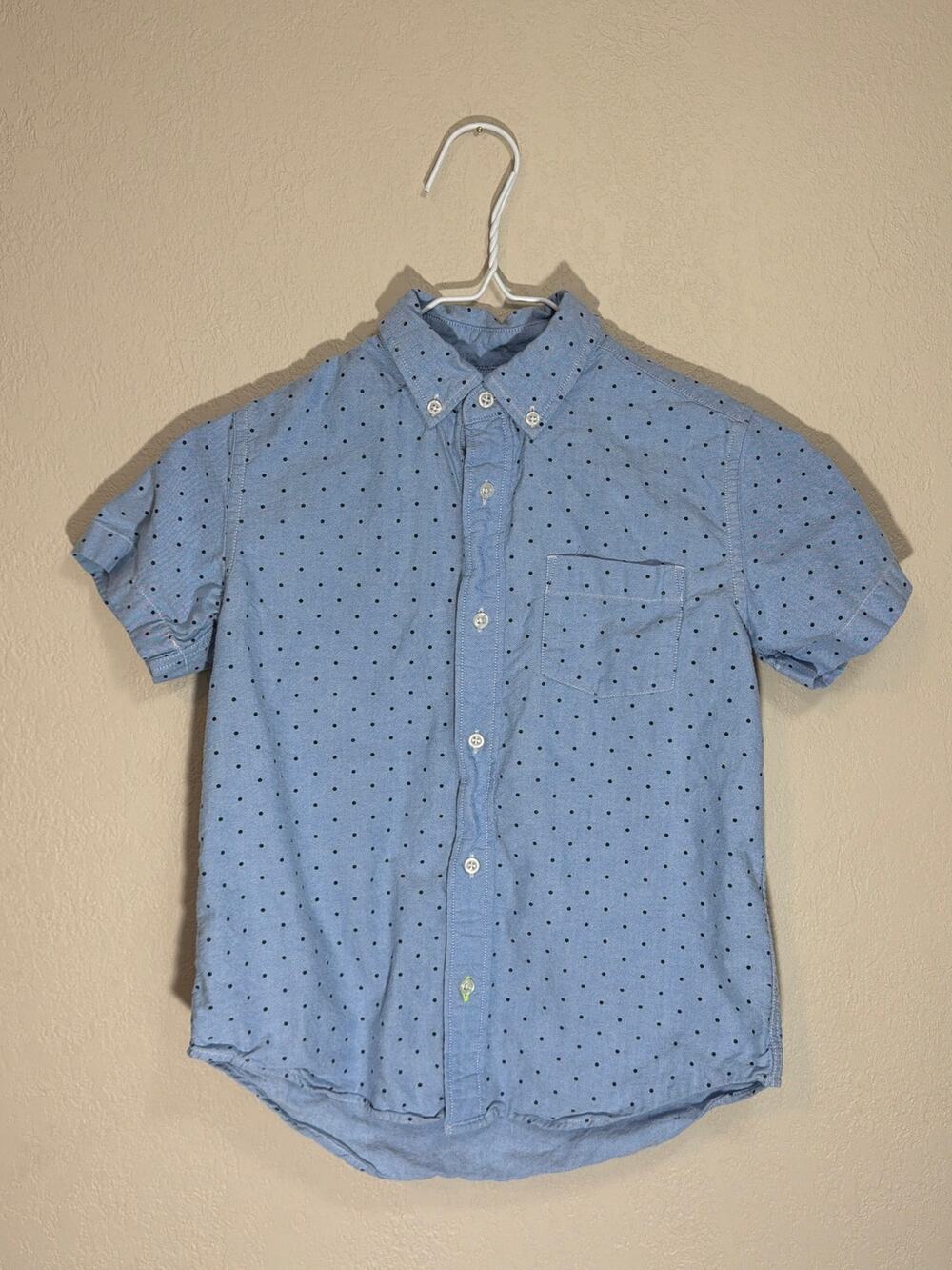 Crewcuts everyday boy’s short sleeve button down blue w/polka dots shirt SZ 10